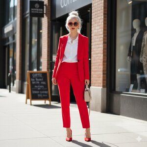 NWOT Laundry by Shelli Segal red straight leg ankle length trouser casual pants